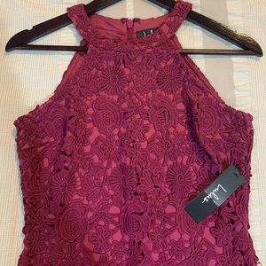 Love Poem Magenta Lace Mini Dress